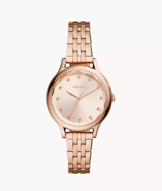 Fossil Women Laney Three-Hand Rose Gold-Tone Stainless Steel Watch Bq3862 (Pre-Order)