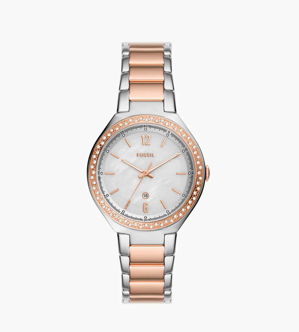 Load image into Gallery viewer, Fossil Women Ashtyn Three-Hand Date Two-Tone Stainless Steel Watch Bq3844
