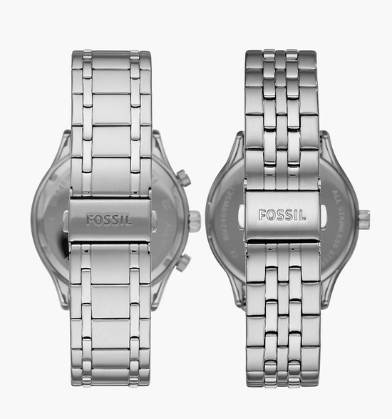 His and Hers Fenmore Multifunction Stainless Steel Watch Gift Set Bq2868