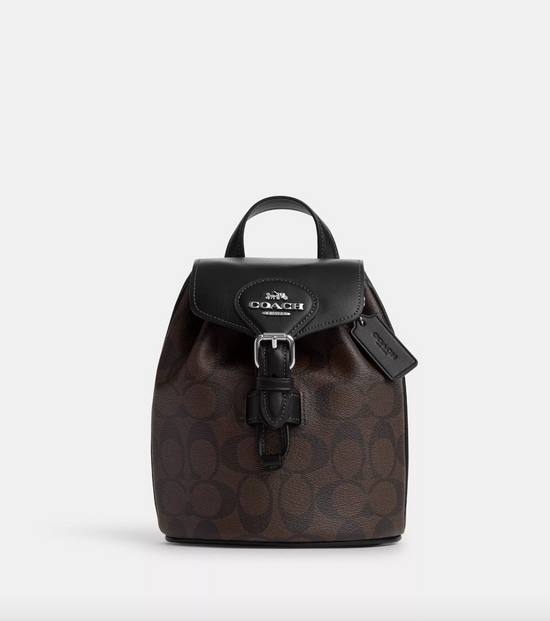 Coach Amelia Convertible Backpack In Signature Brown Black