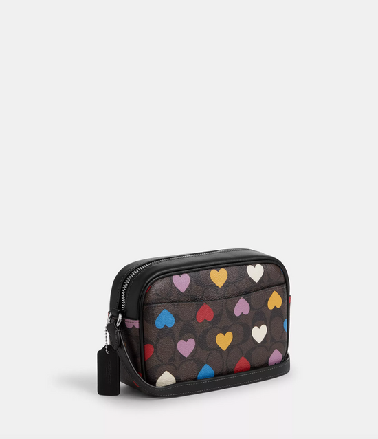 Load image into Gallery viewer, Coach Mini Jamie Camera Bag In Signature Canvas With Heart Print Brown Black (Pre-Order)
