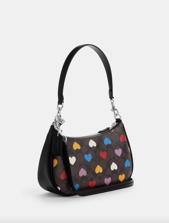 Load image into Gallery viewer, Coach Teri Shoulder Bag In Signature Canvas With Heart Print Brown Black Multi (Pre-Order)
