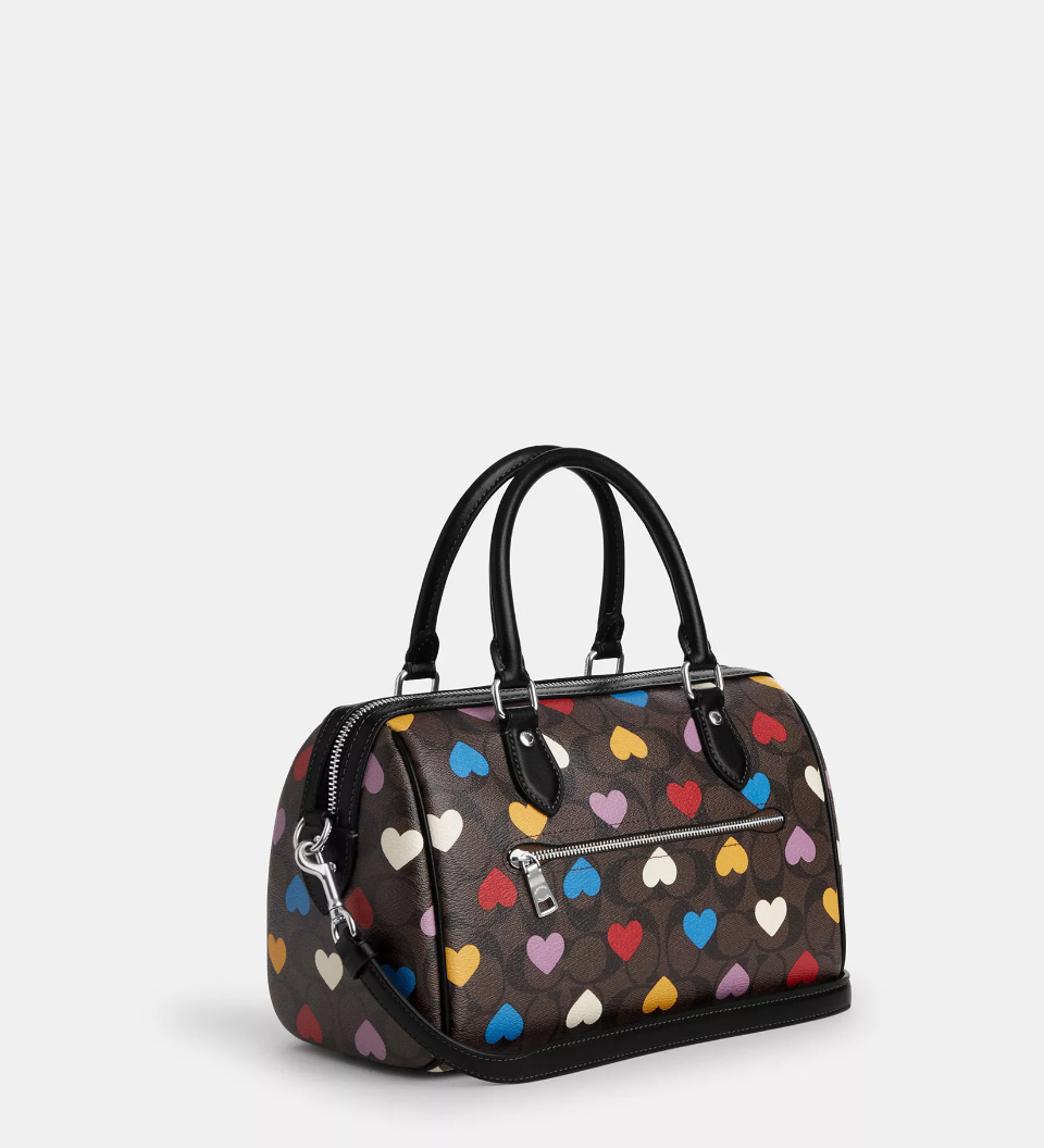 Load image into Gallery viewer, Coach Rowan Satchel In Signature Canvas With Heart Print Brown Black Multi (Pre-Order)
