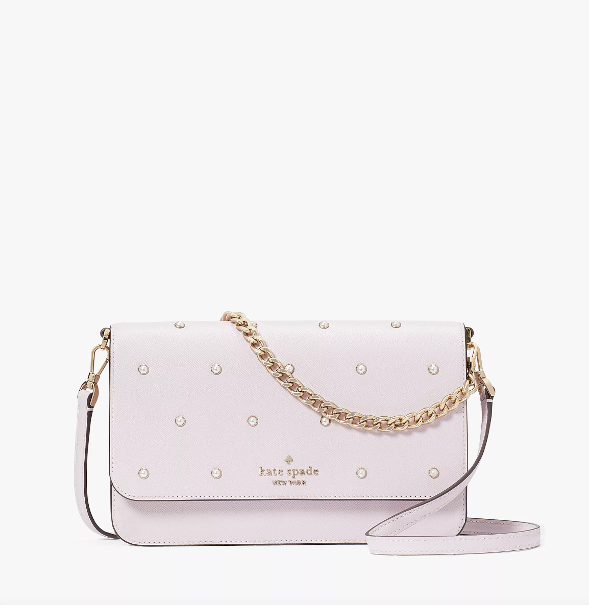Kate Spade Madison Studded Faux Pearls Flap Convertible Crossbody In Lilac Moonlight (Pre-Order)