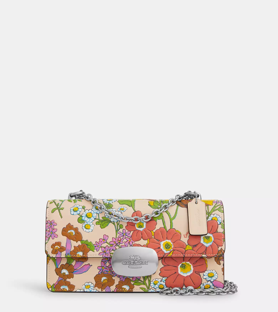 Coach Eliza Flap Crossbody Bag With Floral Print Ivory Multi (Pre-Order)