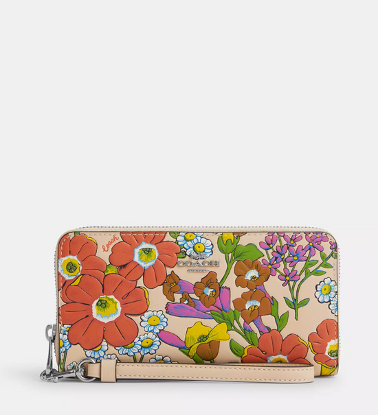 Coach Long Zip Around Wallet With Floral Print Ivory Multi (Pre-Order)