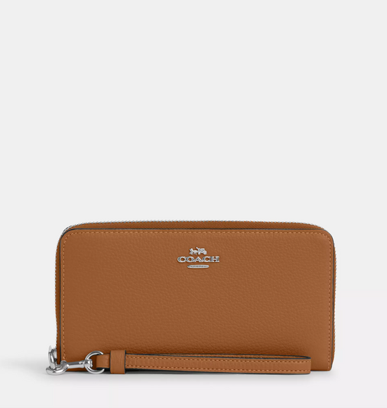 Coach Long Zip Around Wallet In Leather Light Saddle (Pre-Order)