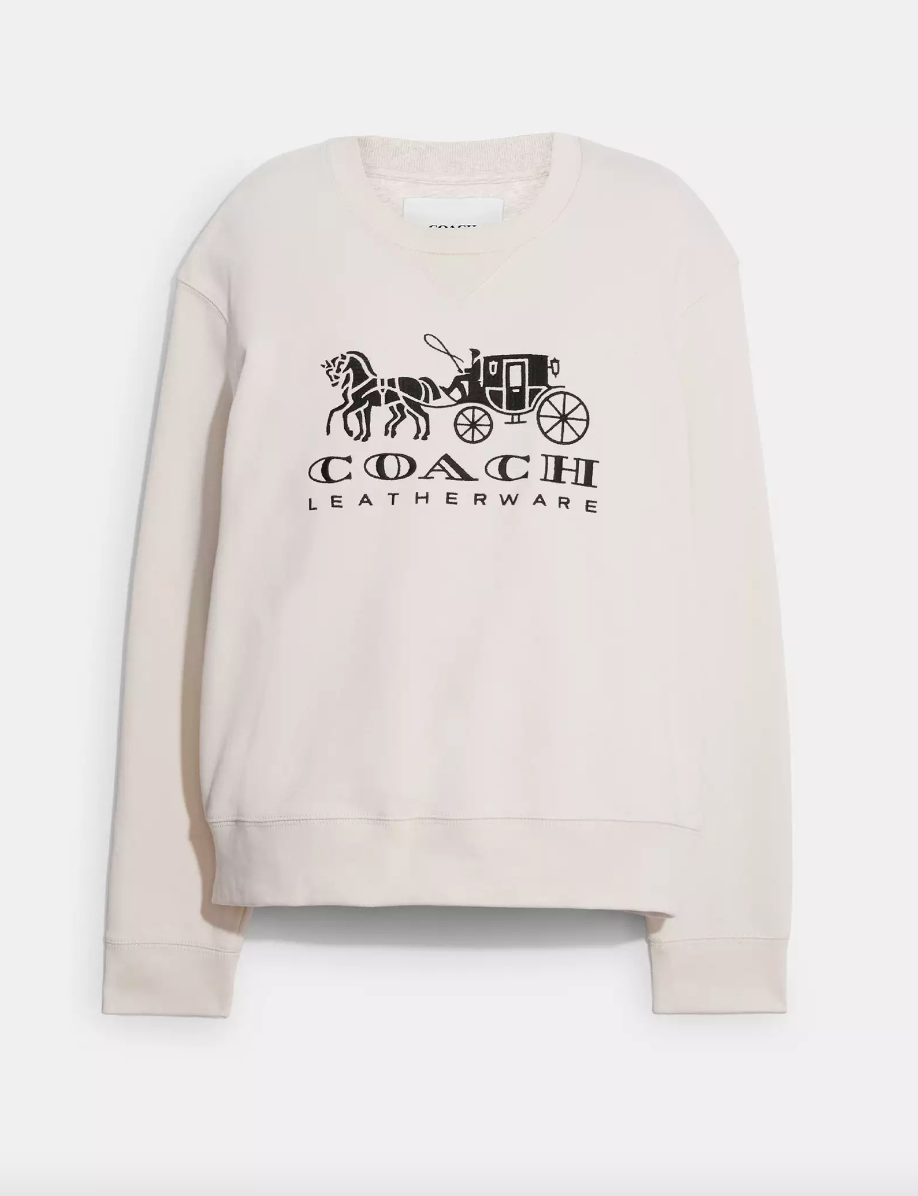 Coach Horse And Carriage Crewneck Sweatshirt In Organic Cotton Chalk (Pre-Order)