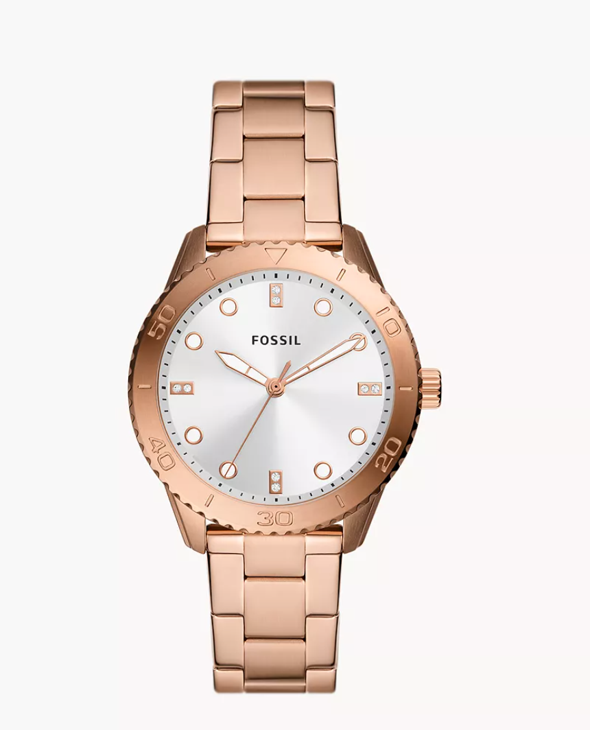 Fossil Women Dayle Three-Hand Rose Gold-Tone Stainless Steel Watch Bq3886 (Pre-Order)