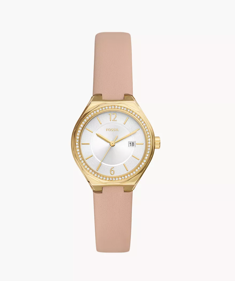 Fossil Women Eevie Three-Hand Date Pink Leather Watch Bq3804 (Pre-Order)