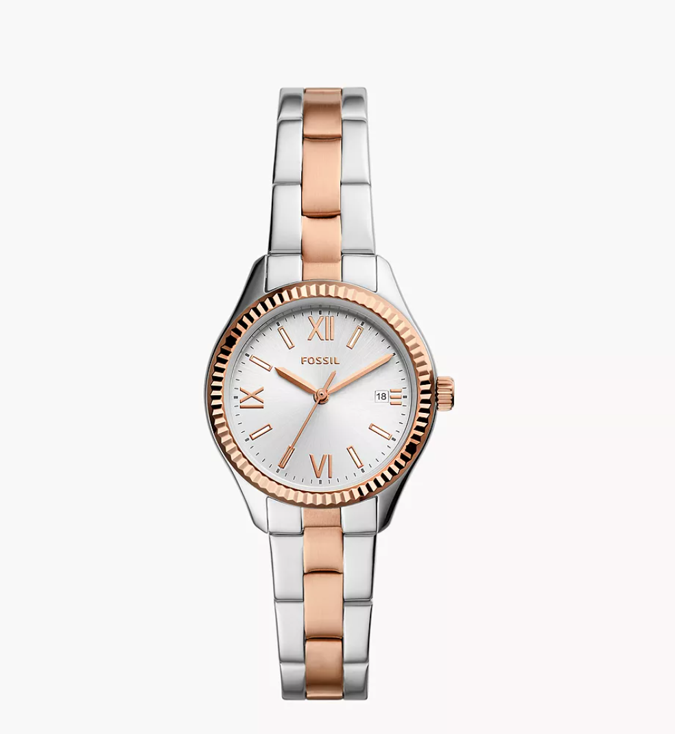 Fossil Women Rye Three-Hand Date Two-Tone Stainless Steel Watch Bq3928 (Pre-Order