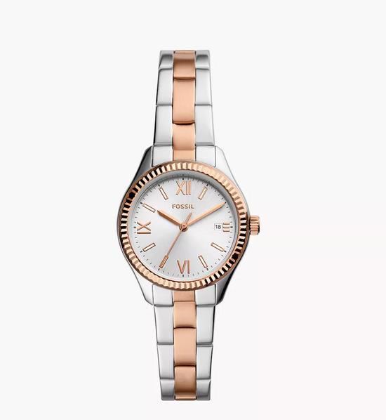 Fossil Women Rye Three-Hand Date Two-Tone Stainless Steel Watch Bq3928 (Pre-Order)