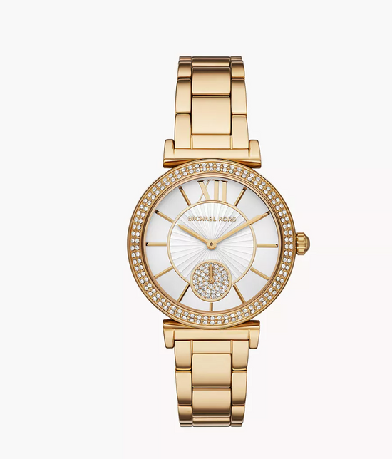 Michael Kors Women Abbey Three-Hand Gold-Tone Stainless Steel Watch Mk4615 (Pre-Order)