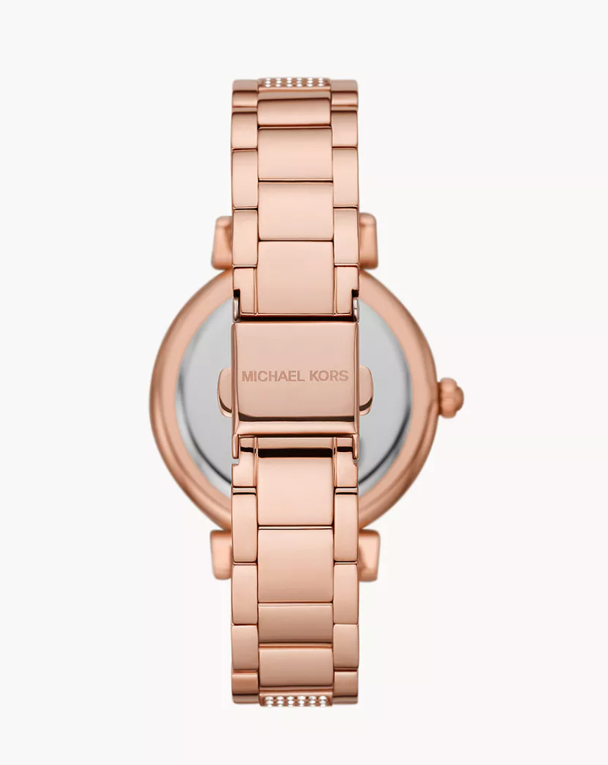 Michael Kors Women Abbey Three-Hand Rose Gold-Tone Stainless Steel Watch Mk4617 (Pre-Order)