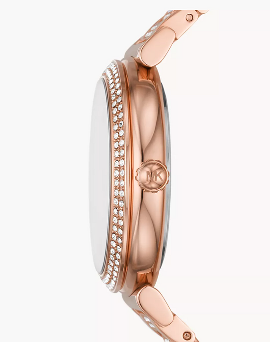 Michael Kors Women Abbey Three-Hand Rose Gold-Tone Stainless Steel Watch Mk4617 (Pre-Order)