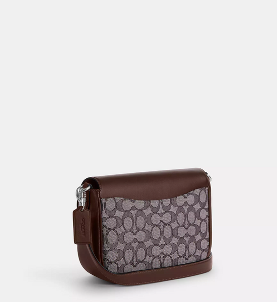 Coach Amelia Saddle Bag In Signature Jacquard Sv Oak Maple