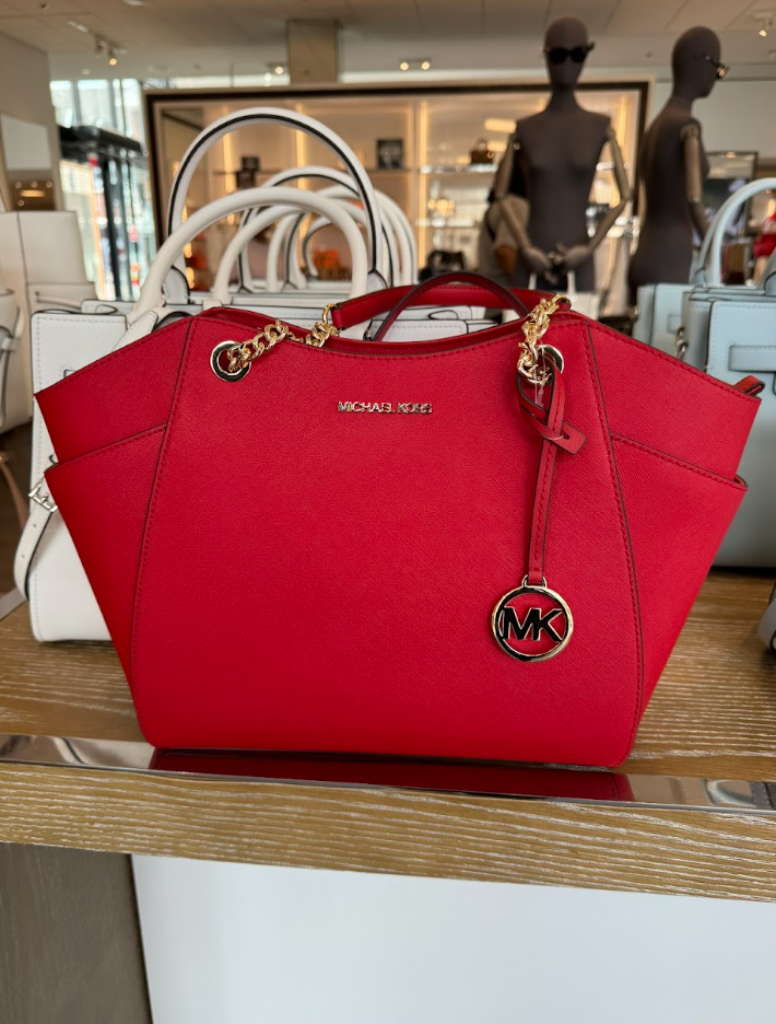 Michael Kors Jet Set Large Chain Shoulder Tote Bag In Bright Red (Pre-Order)