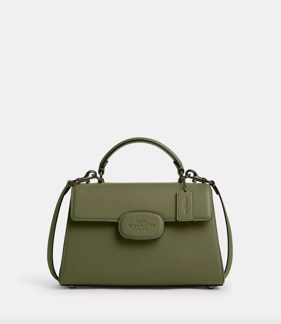 Coach Eliza Top Handle With Leather Covered Closure In Military Green