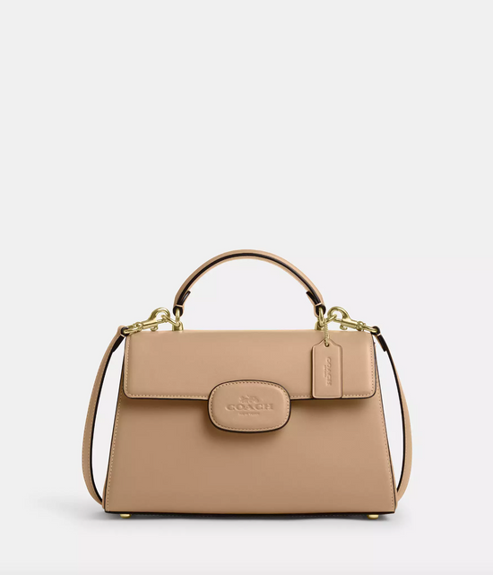 Coach Eliza Top Handle With Leather Covered Closure In Gold Tan