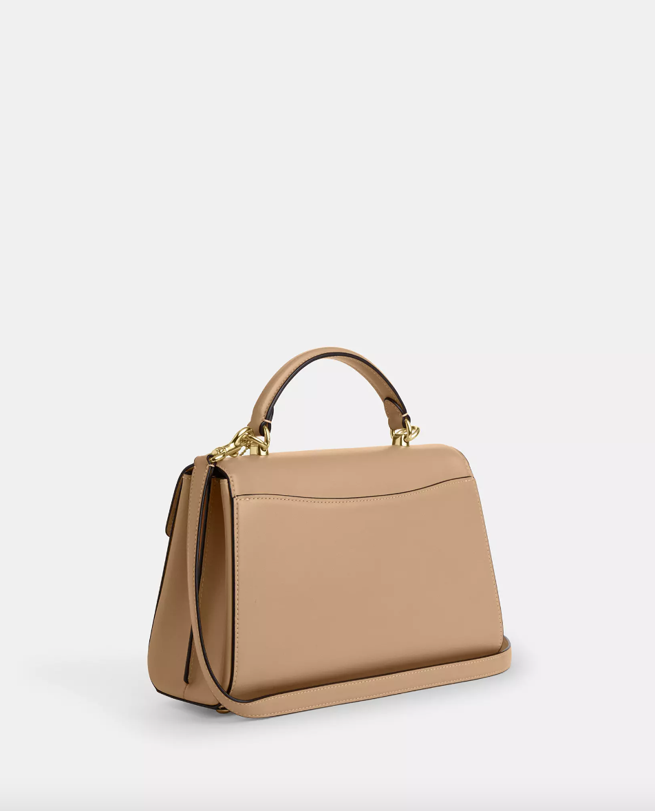 Coach Eliza Top Handle With Leather Covered Closure In Gold Tan