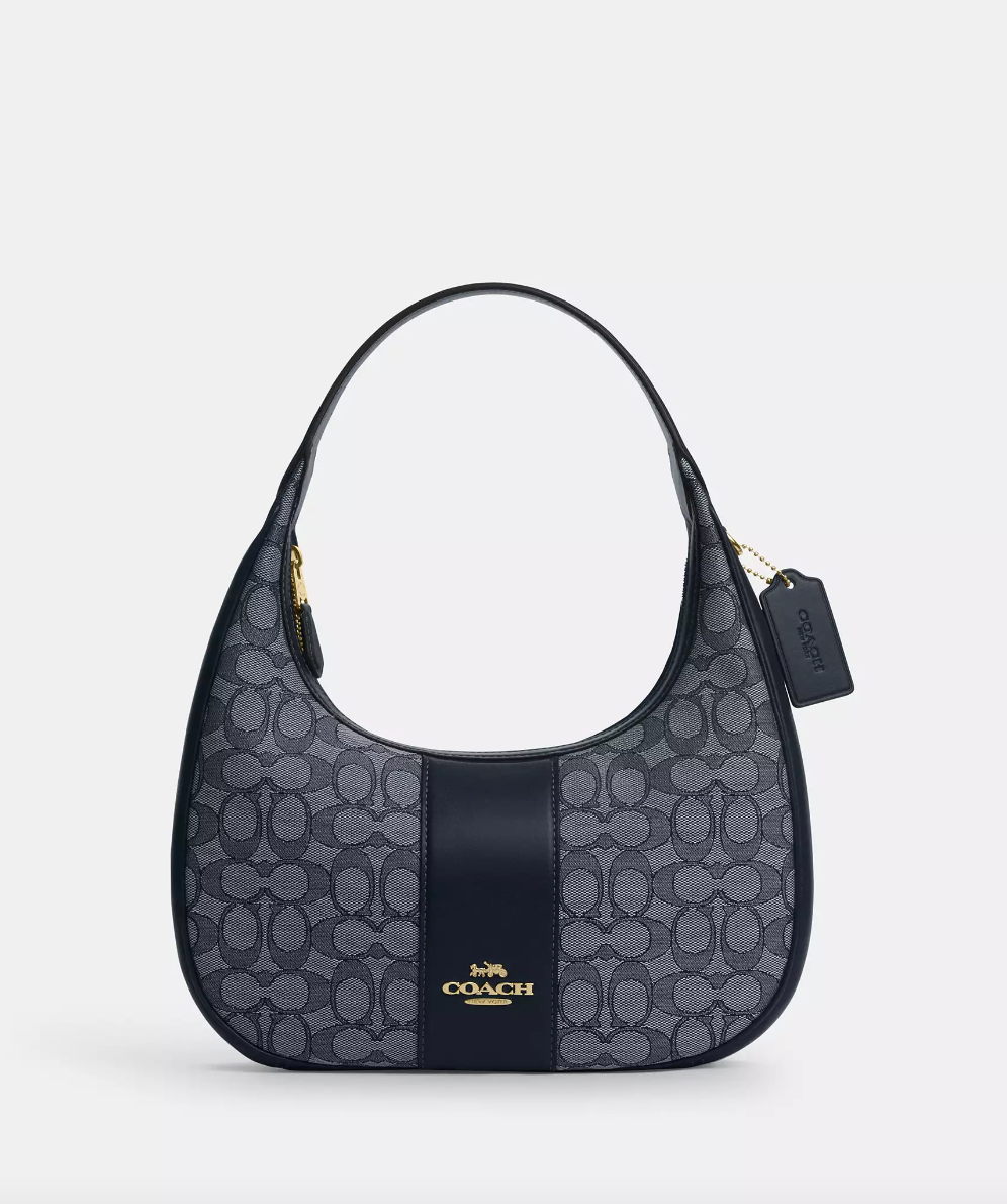 Coach Carmen Shoulder Bag In Signature Jacquard Midnight Navy