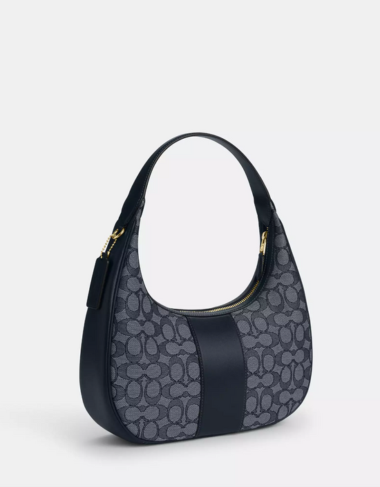 Coach Carmen Shoulder Bag In Signature Jacquard Midnight Navy