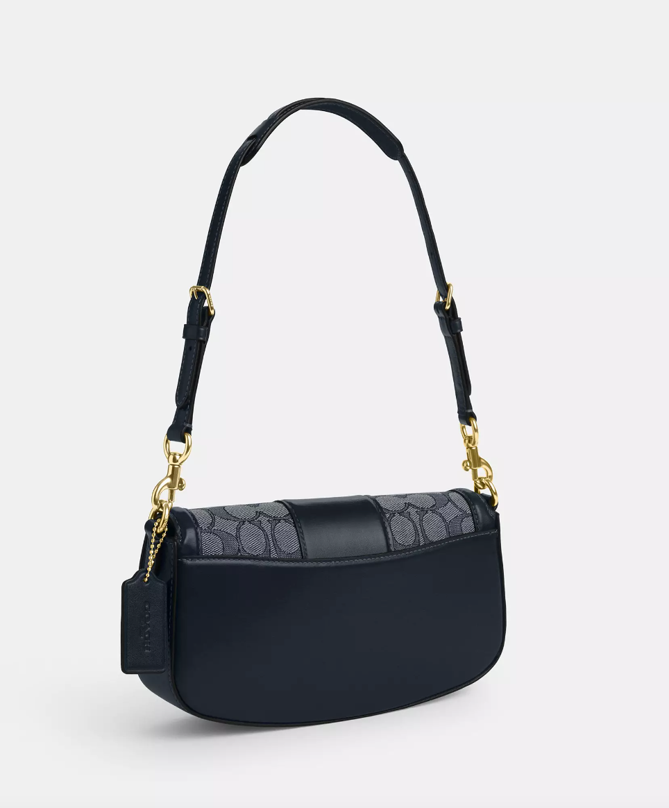 Coach Andrea Shoulder Bag In Signature Jacquard Midnight Navy