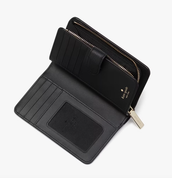 Kate Spade Lena Medium Compact Bifold Wallet In Black