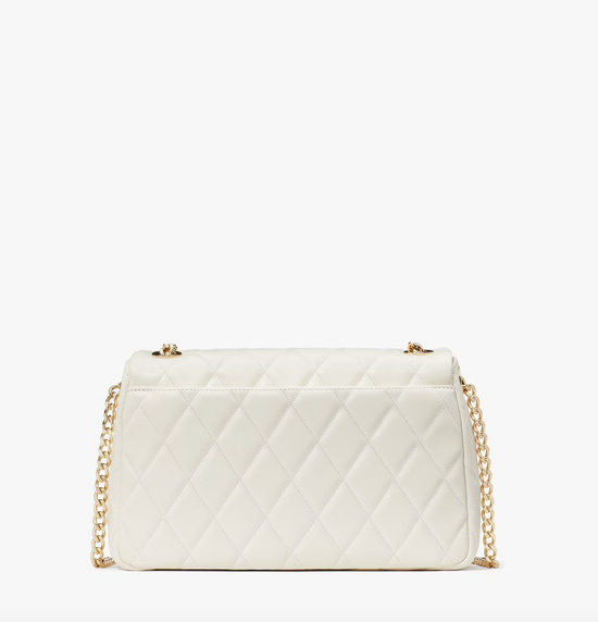 Kate Spade Carey Flap Shoulder Smooth Quilted Leather Bag In Meringue