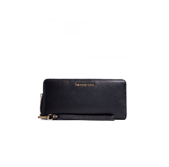 Michael Kors Jet Set Travel Xl Wallet In Black Gold Hardware