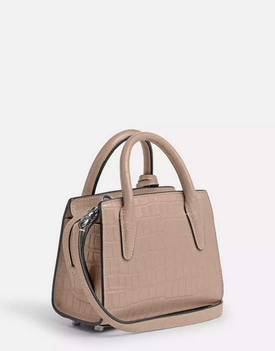 Andrea Mini Carryall Croc Embossed In Silver Taupe (Pre-Order)