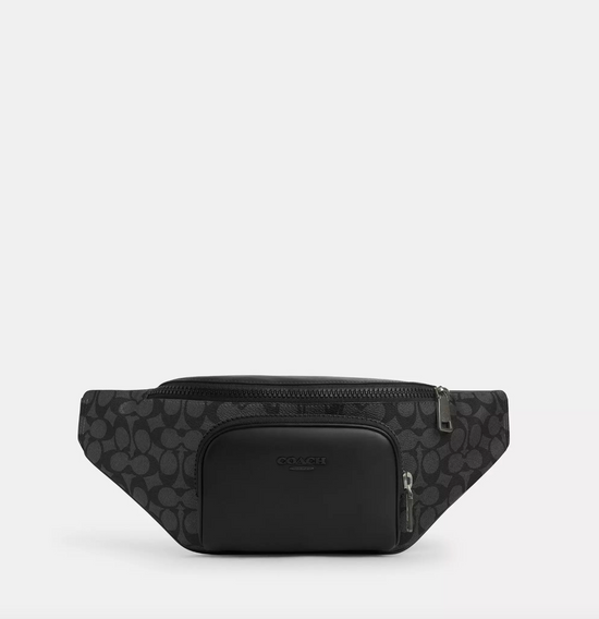 Coach Men Racer Belt Bag In Signature Charcoal Black