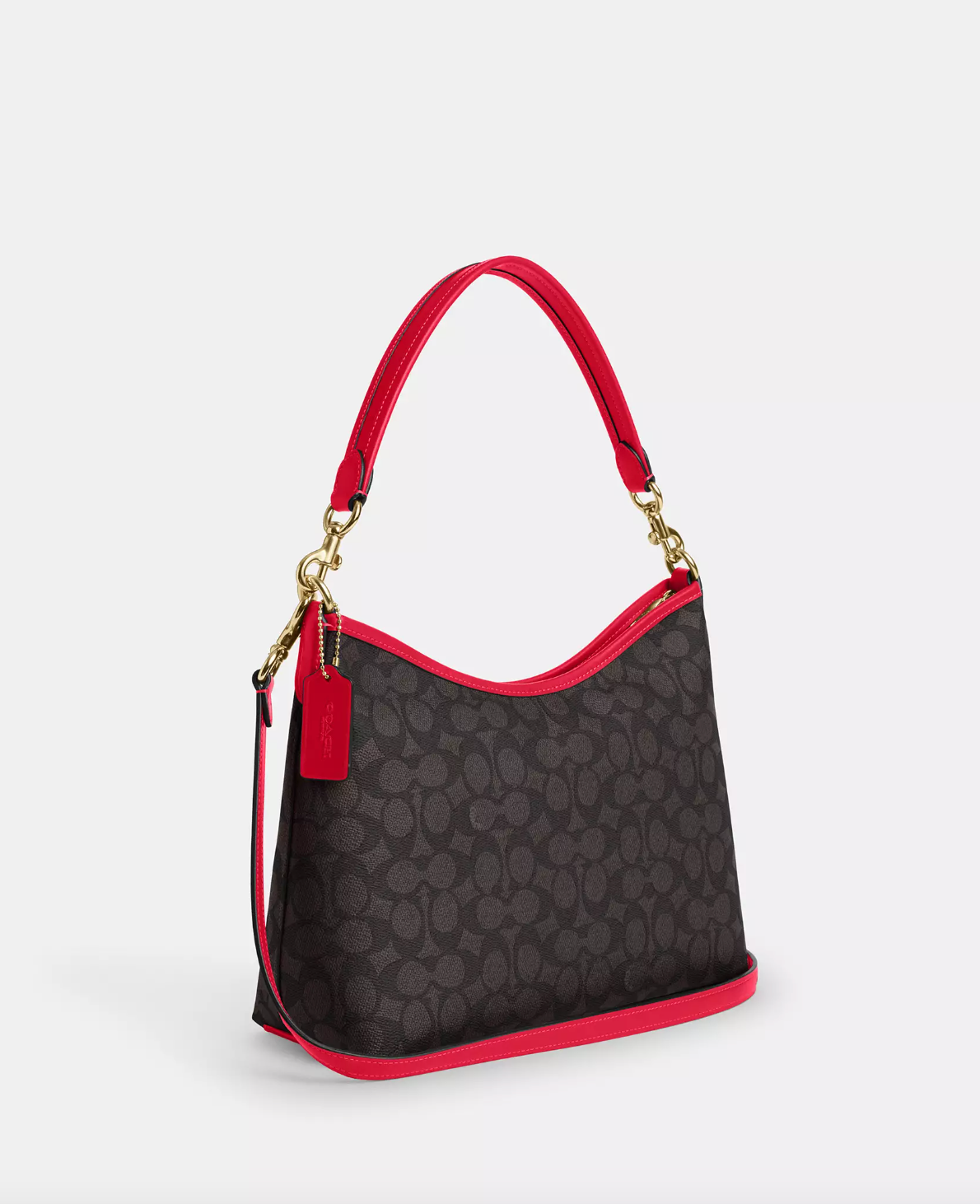 Coach Laurel Shoulder Bag In Signature Walnut Bold Red (Pre-Order)