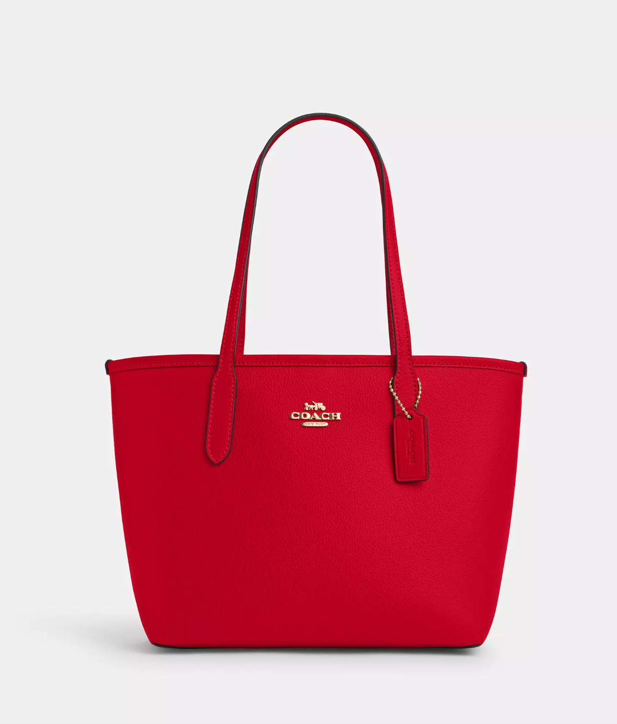 Coach Small City Tote In Gold Bold Red (Pre-Order)