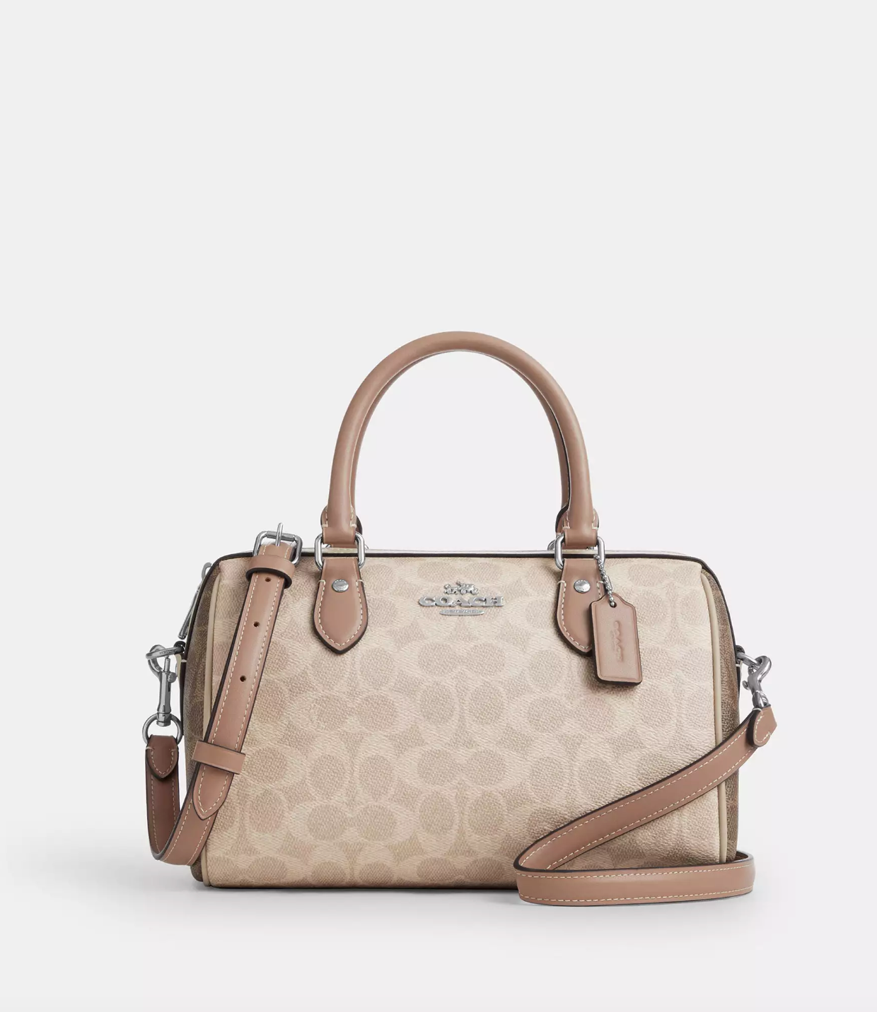 Coach Rowan Satchel In Blocked Signature Sand Taupe Multi (Pre-Order)