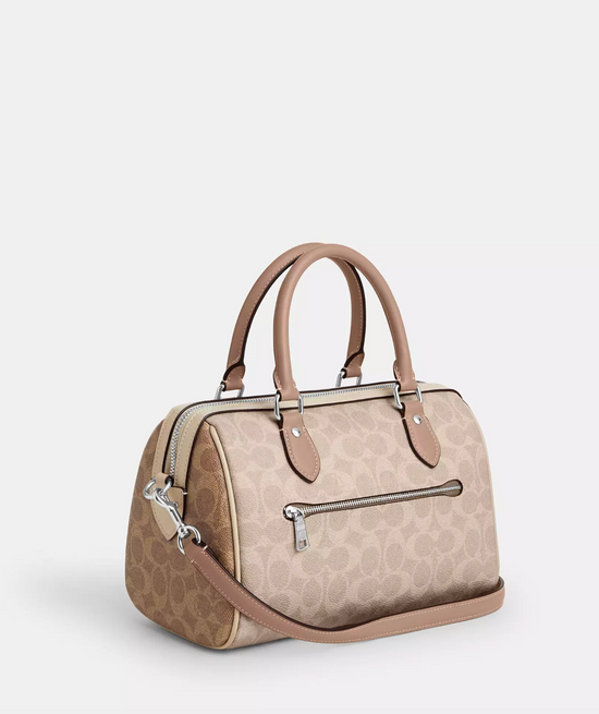 Coach Rowan Satchel In Blocked Signature Sand Taupe Multi (Pre-Order)