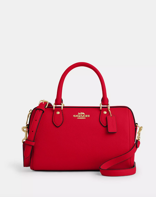 Coach Rowan Satchel In Gold Bold Red (Pre-Order)