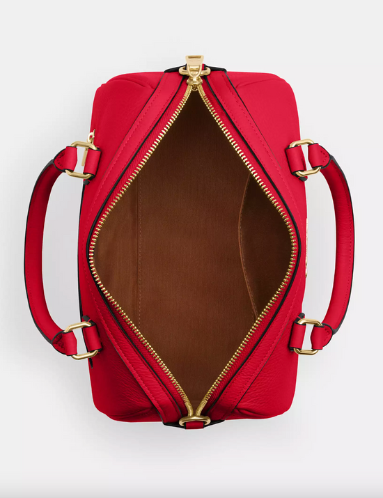 Coach Rowan Satchel In Gold Bold Red (Pre-Order)