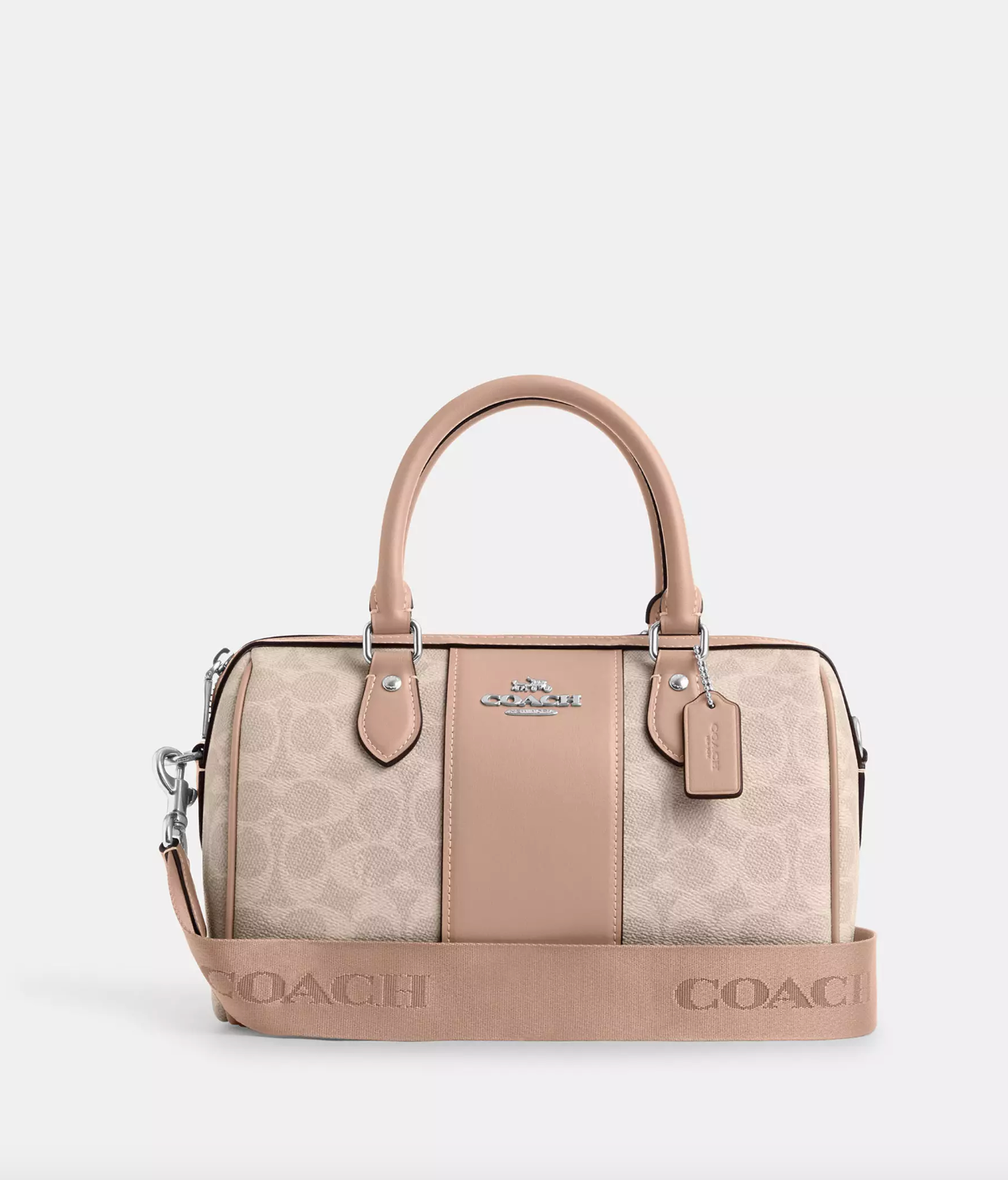 Coach Rowan Satchel Bag In Signature Silver Sand Taupe (Pre-Order)