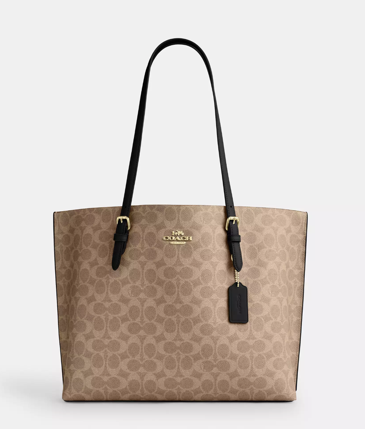 Coach Mollie Tote In Signature Gold Tan Black (Pre-Order)