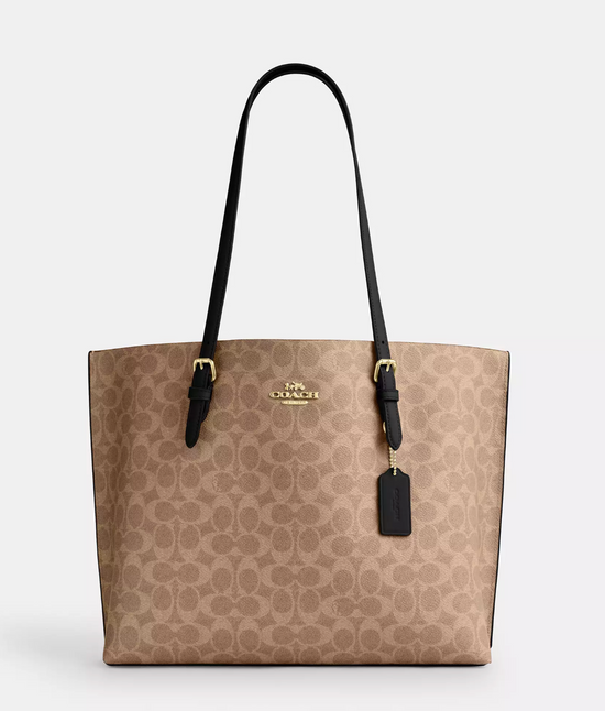 Coach Mollie Tote In Signature Gold Tan Black