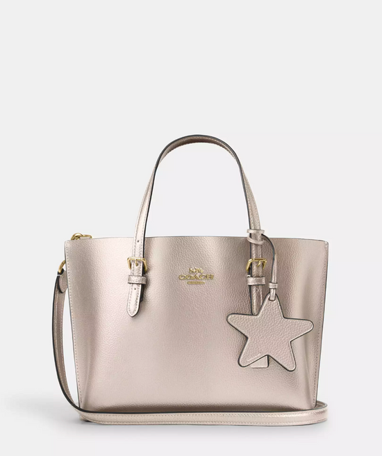 Coach Mollie Tote 25 In Novelty leather Gold Light Champagne (Pre-Order)