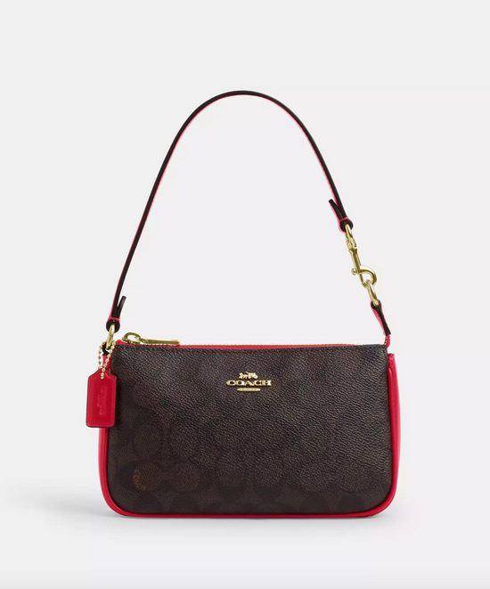 Coach Nolita 19 Wristlet Signature Walnut Bold Red (Pre-Order)