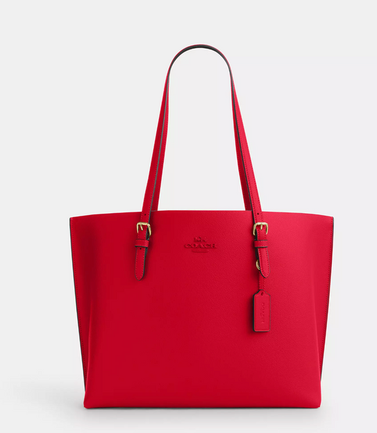 Coach Mollie Tote In novelty leather Gold Bold Red (Pre-Order)