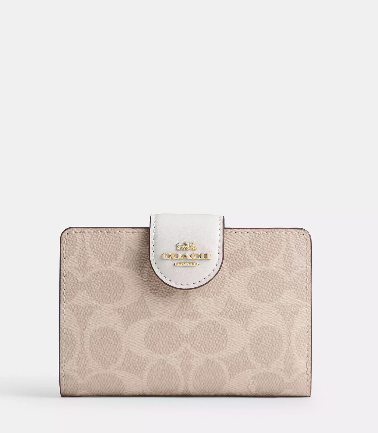 Coach Medium Corner Zip Wallet In Signature Gold Sand Chalk (Pre-Order)