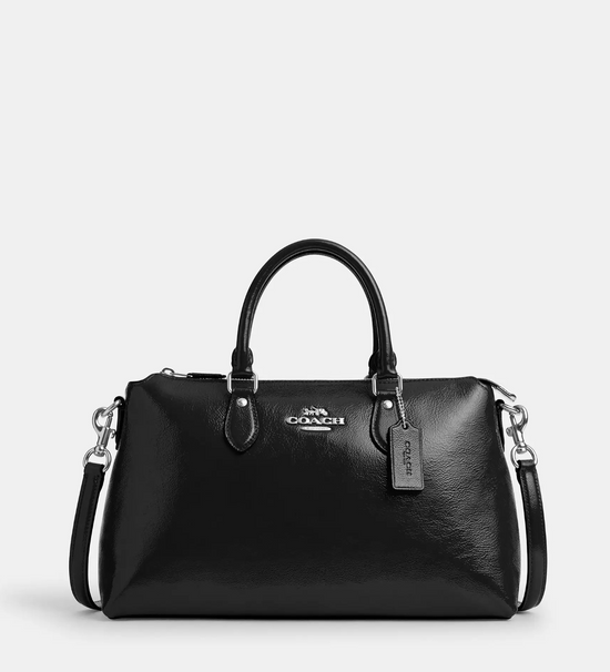 Coach Georgia Satchel In novelty leather Silver Black (Pre-Order)