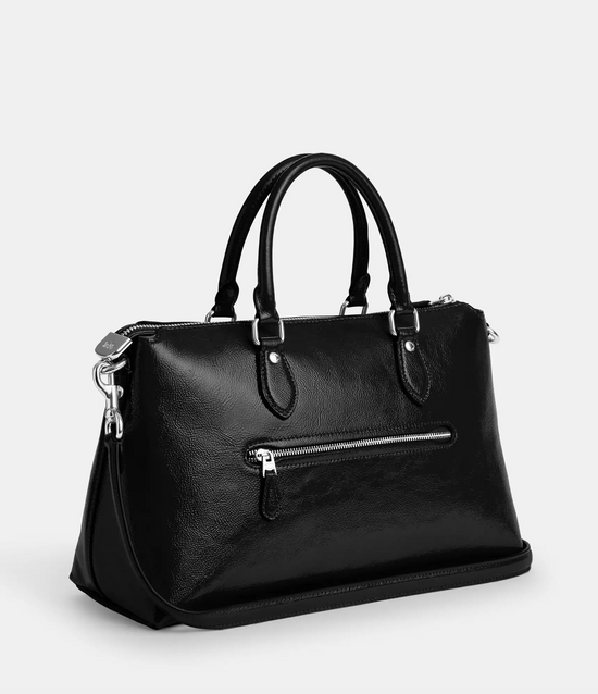 Coach Georgia Satchel In novelty leather Silver Black (Pre-Order)