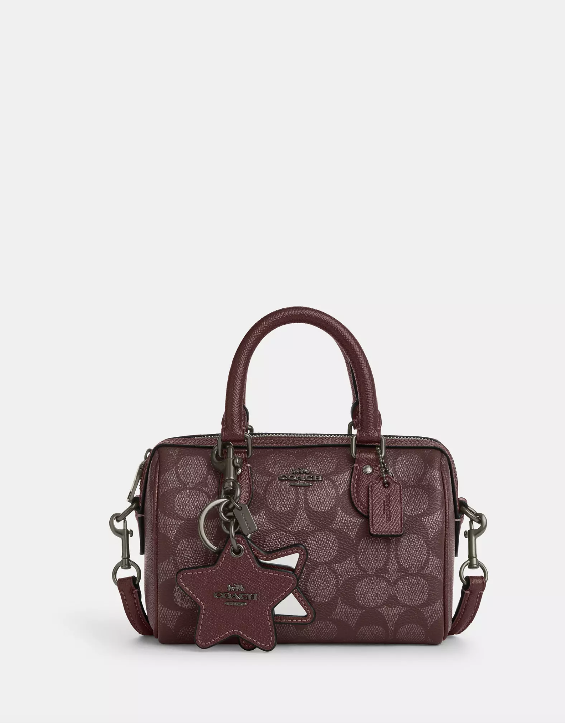 Coach Boxed Mini Rowan Crossbody Bag And Mirror Bag Charm Set In Signature Wine Multi (Pre-Order)