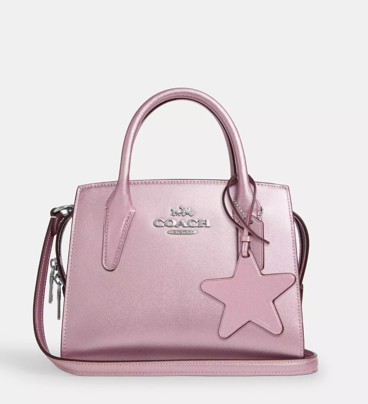 Coach Andrea Carryall In novelty leather Silver Metallic Pink (Pre-Order)