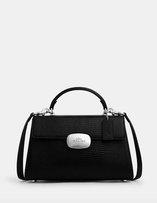 Coach Eliza Top Handle Bag In novelty leather Silver Black (Pre-Order)